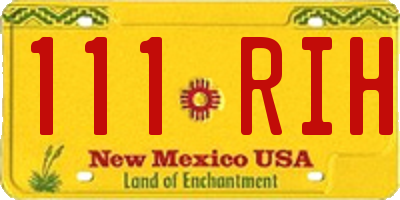 NM license plate 111RIH