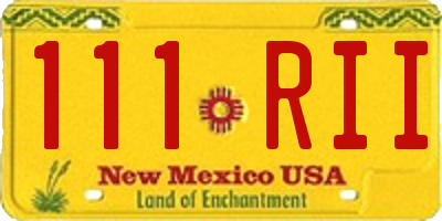 NM license plate 111RII