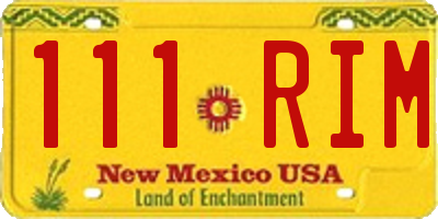 NM license plate 111RIM