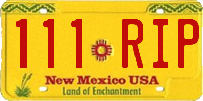 NM license plate 111RIP