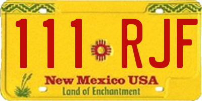 NM license plate 111RJF