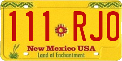 NM license plate 111RJO