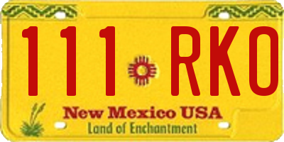 NM license plate 111RKO