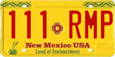 NM license plate 111RMP