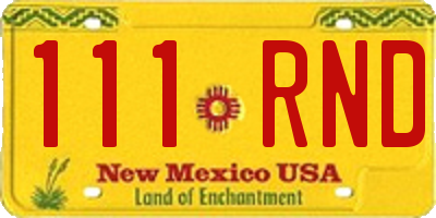 NM license plate 111RND