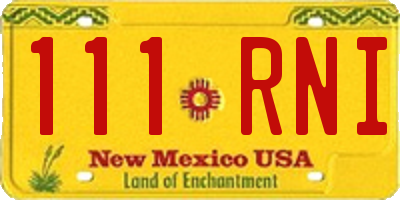 NM license plate 111RNI