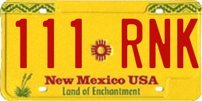 NM license plate 111RNK