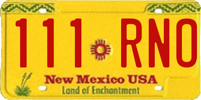NM license plate 111RNO