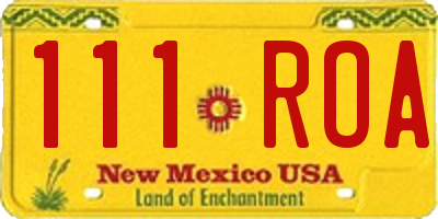 NM license plate 111ROA