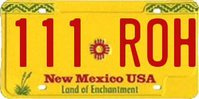NM license plate 111ROH