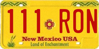 NM license plate 111RON