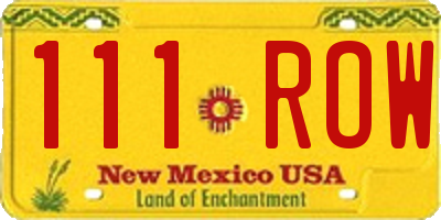 NM license plate 111ROW