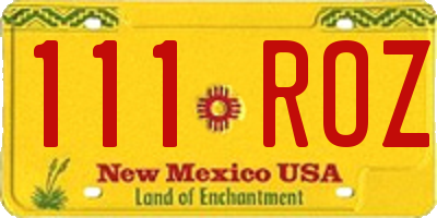 NM license plate 111ROZ