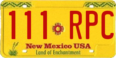 NM license plate 111RPC