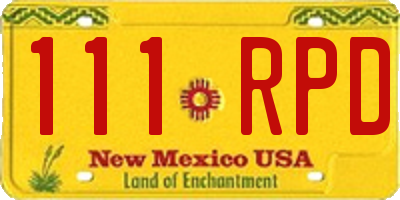 NM license plate 111RPD