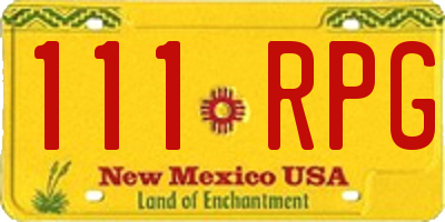 NM license plate 111RPG
