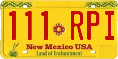 NM license plate 111RPI