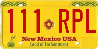 NM license plate 111RPL