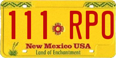 NM license plate 111RPO