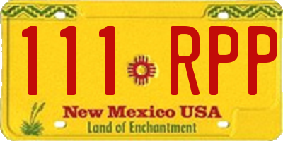 NM license plate 111RPP