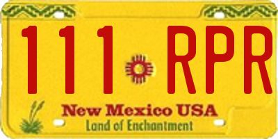 NM license plate 111RPR