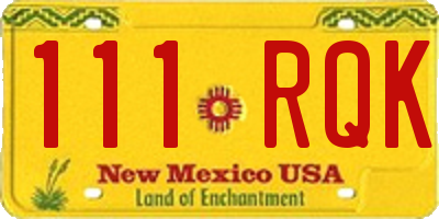 NM license plate 111RQK