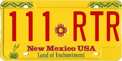 NM license plate 111RTR