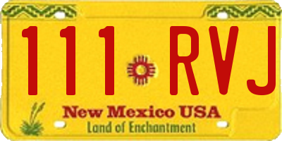 NM license plate 111RVJ
