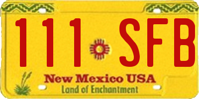 NM license plate 111SFB