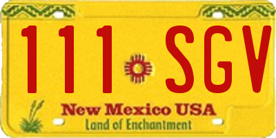NM license plate 111SGV