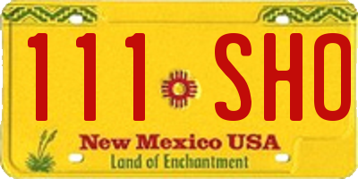 NM license plate 111SHO