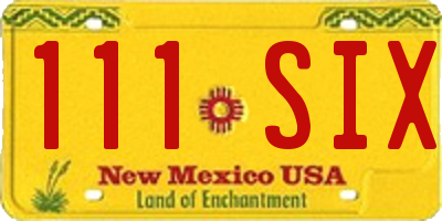 NM license plate 111SIX
