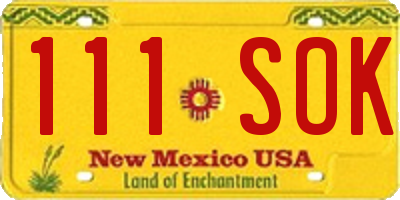 NM license plate 111SOK