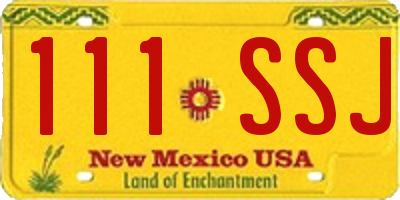 NM license plate 111SSJ