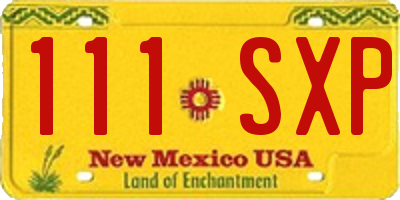 NM license plate 111SXP