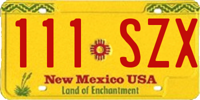 NM license plate 111SZX