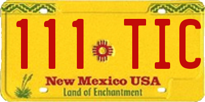 NM license plate 111TIC
