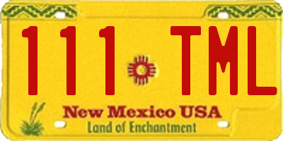 NM license plate 111TML