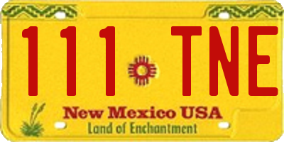 NM license plate 111TNE
