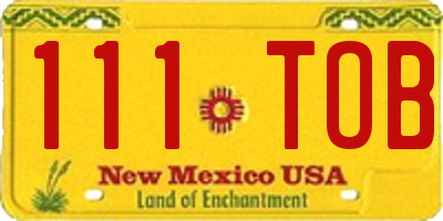 NM license plate 111TOB