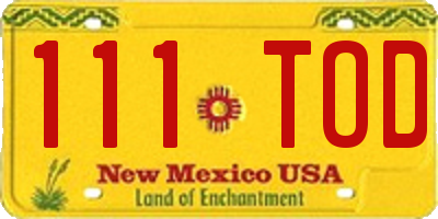 NM license plate 111TOD