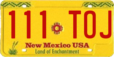 NM license plate 111TOJ