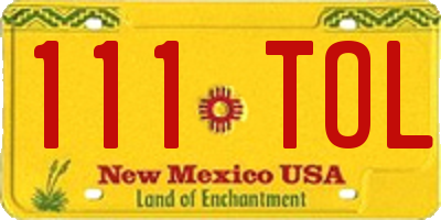 NM license plate 111TOL