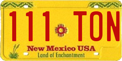 NM license plate 111TON