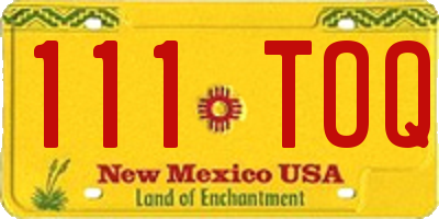 NM license plate 111TOQ
