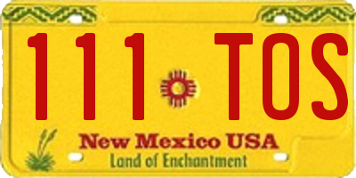 NM license plate 111TOS