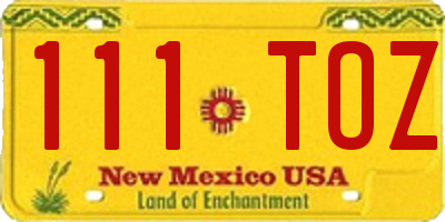 NM license plate 111TOZ