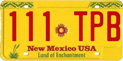 NM license plate 111TPB
