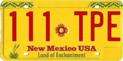 NM license plate 111TPE