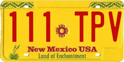 NM license plate 111TPV